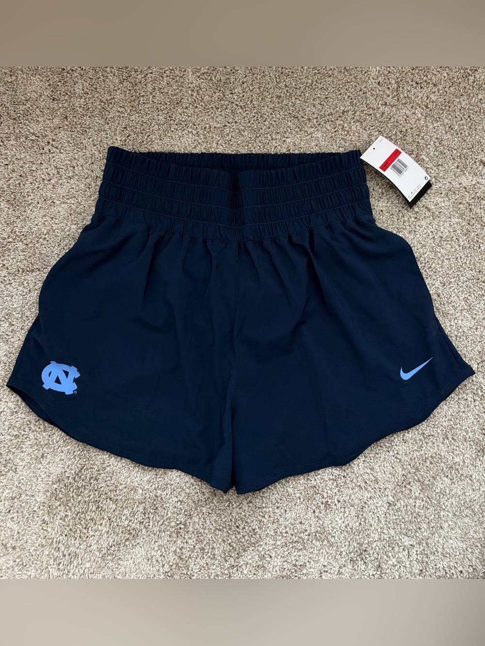 Nike Women’s Navy High-Waisted Shorts with UNC Logo